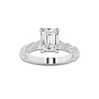 2.94 ctw Emerald Lab-Grown Diamond Twisted Band Engagement Ring in Platinum for Women | Colorless E, VS1 Clarity, IGI Certified 2.50 ct Center Diamond