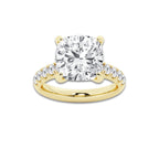 7.55 ctw Cushion Lab-Grown Diamond Pave Engagement Ring in 14K Yellow Gold for Women | E Color, VS1 Clarity, IGI Certified 7.00 ct Center Diamond