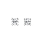 1 1/8 ctw Round Lab Grown Diamond Side Stone Stud Earrings 14K White Gold, E, VS1