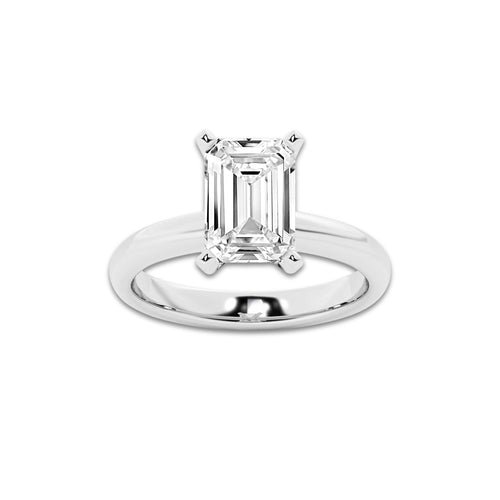 3.00 ctw Emerald Lab-Grown Diamond Minimalist Engagement Ring in 14K White Gold for Women | D Color, VVS1 Clarity, IGI Certified