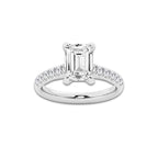 2.90 ctw Emerald Lab-Grown Diamond Pave Engagement Ring in Platinum for Women | D Color, VVS1 Clarity, IGI Certified 2.50 ct Center Diamond