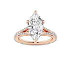 2.33 ctw Marquise Lab-Grown Diamond Split Shank Side Stone Engagement Ring in 14K Rose Gold for Women | Colorless E, VS1 Clarity, IGI Certified 2.00 ct Center Diamond