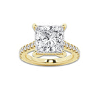 4.35 ctw Princess Lab-Grown Diamond Hidden Halo Side Stone Engagement Ring in 18K Yellow Gold for Women | Colorless E, VS1 Clarity, IGI Certified 4.00 ct Center Diamond