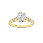 1.39 ctw Oval Lab-Grown Diamond Pave Engagement Ring in 14K Yellow Gold for Women | E Color, VS1 Clarity, IGI Certified 1.00 ct Center Diamond