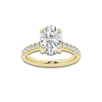 2.90 ctw Oval Lab-Grown Diamond Pave Engagement Ring in 14K Yellow Gold for Women | D Color, VVS1 Clarity, IGI Certified 2.50 ct Center Diamond