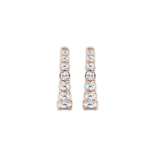 1 ctw Round Lab Grown Diamond Graduated Inside Out Huggie Hoop Earrings 14K Rose Gold, DE, VS1