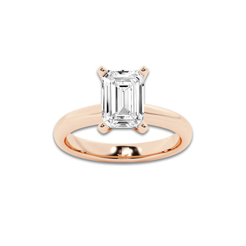 2.50 ctw Emerald Lab-Grown Diamond Minimalist Engagement Ring in 14K Rose Gold for Women | E Color, VS1 Clarity, IGI Certified