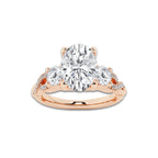 1.48 ctw Oval Lab-Grown Diamond Side Stone Engagement Ring in 14K Rose Gold for Women | Colorless E, VS1 Clarity, IGI Certified 1.00 ct Center Diamond