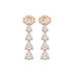2 ctw Round Lab Grown Diamond Graduated Dangle Earrings 18K Rose Gold, DE, VS1