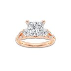 8.61 ctw Princess Lab-Grown Diamond Side Stone Engagement Ring in 14K Rose Gold for Women | Colorless D, VVS1 Clarity, IGI Certified 8.00 ct Center Diamond