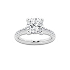 3.40 ctw Cushion Lab-Grown Diamond Pave Engagement Ring in 14K White Gold for Women | E Color, VS1 Clarity, IGI Certified 3.00 ct Center Diamond