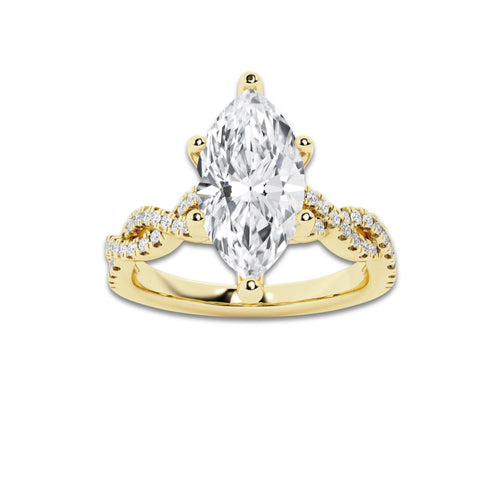 2.25 ctw Marquise Lab-Grown Diamond Twisted Shank Engagement Ring in 14K Yellow Gold for Women | D Color, VVS1 Clarity, IGI Certified 2.00 ct Center Diamond