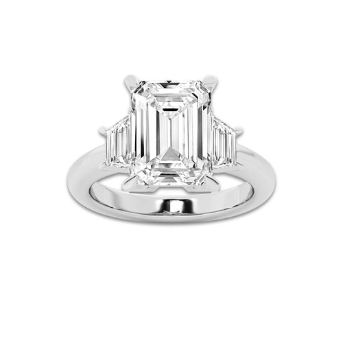 4 ctw Emerald Lab Grown Diamond Engagement Ring Platinum, D, VVS | 3 1/2 ct Center