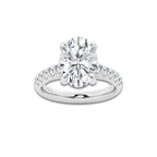 4.43 ctw Oval Lab-Grown Diamond Pave Engagement Ring in 14K White Gold for Women | E Color, VS1 Clarity, IGI Certified 4.00 ct Center Diamond