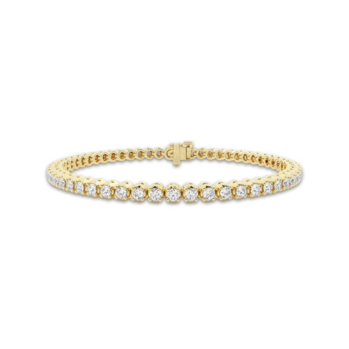 3 ctw Round Lab Grown Diamond Four-Prong Tennis Bracelet - 6 Inches 14K Yellow Gold, DE, VS1
