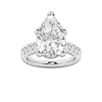 7.66 Ct Pear Lab-Grown Diamond Half Eternity Engagement Ring in Platinum for Female, Colorless (E), VS1 Clarity | IGI Certified, 7.00 Ct Center Diamond