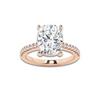 5.30 ctw Elongated Cushion Lab-Grown Diamond Hidden Halo Side Stone Engagement Ring in 18K Rose Gold for Women | Colorless E, VS1 Clarity, IGI Certified 5.00 ct Center Diamond