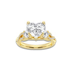 3.10 ctw Heart Lab-Grown Diamond Side Stone Engagement Ring in 14K Yellow Gold for Women | Colorless D, VVS1 Clarity, IGI Certified 2.50 ct Center Diamond