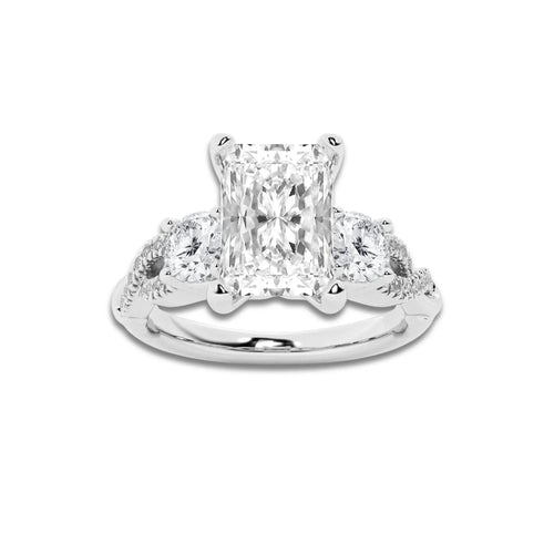 1.98 ctw Radiant Lab-Grown Diamond Side Stone Engagement Ring in Platinum for Women | Colorless D, VVS1 Clarity, IGI Certified 1.50 ct Center Diamond