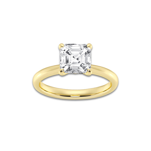 2.00 ctw Asscher Lab-Grown Diamond Solitaire Engagement Ring in 14K Yellow Gold for Women | Colorless D, VVS1 Clarity, IGI Certified