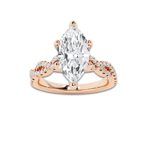 1.75 ctw Marquise Lab-Grown Diamond Twisted Shank Engagement Ring in 14K Rose Gold for Women | D Color, VVS1 Clarity, IGI Certified 1.50 ct Center Diamond