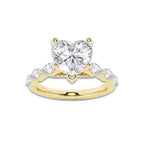 1.91 ctw Heart Lab-Grown Diamond Marquise Side Stone Engagement Ring in 14K Yellow Gold for Women | Colorless D, VVS1 Clarity, IGI Certified 1.50 ct Center Diamond