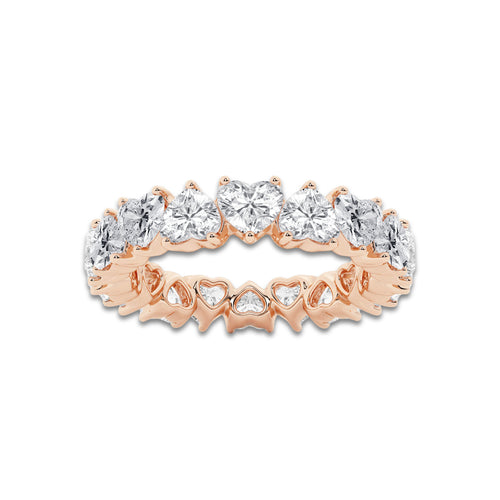 Harper 3 5/8 ctw Alternating Heart Lab Grown Diamond Eternity Band - 4.3mm Width 14K Rose Gold, DE, VS1