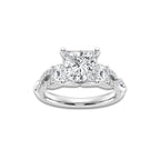 7.61 ctw Princess Lab-Grown Diamond Side Stone Engagement Ring in Platinum for Women | Colorless E, VS1 Clarity, IGI Certified 7.00 ct Center Diamond