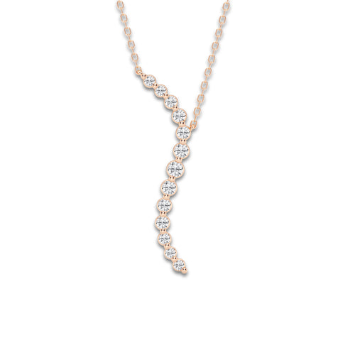 3/8 ctw Round Lab Grown Diamond Curved Floating Pendant with Adjustable Chain 14K Rose Gold, DE, VS1