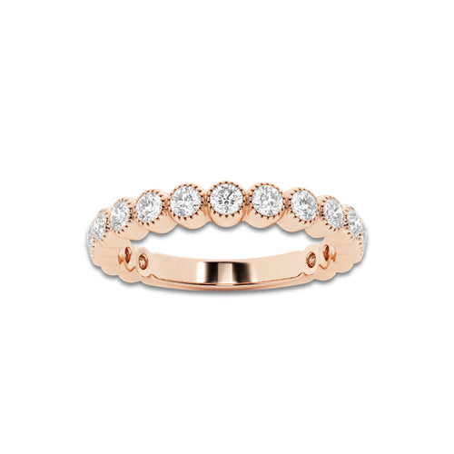 Denise 1/3 ctw Round Lab Grown Diamond Milgrain Wedding Band 14K Rose Gold, DE, VS1