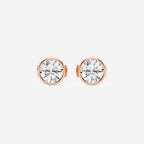 1 1/2 ctw Round Lab Grown Diamond Bezel Set Filigree Solitaire Stud Earrings 14K Rose Gold, E, VS1