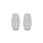 1 5/8 ctw Round Lab Grown Diamond Graduated Triple Row Huggie Hoop Earrings 14K White Gold, DE, VS1
