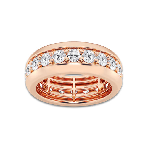 4 ctw Round Lab Grown Diamond Pave Set Eternity Band - 8.5mm Width 14K Rose Gold, DE, VS1