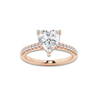 2.24 ctw Heart Lab-Grown Diamond Hidden Halo Side Stone Engagement Ring in 18K Rose Gold for Women | Colorless D, VVS1 Clarity, IGI Certified 2.00 ct Center Diamond