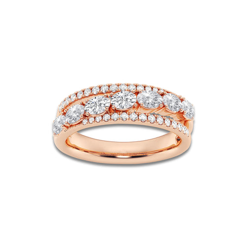Acapella 1 1/4 ctw Oval and Round Lab Grown Diamond Crossover Band 14K Rose Gold, DE, VS1