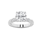 4.42 ctw Round Lab-Grown Diamond Twisted Band Engagement Ring in Platinum for Women | Colorless D, VVS1 Clarity, IGI Certified 4.00 ct Center Diamond