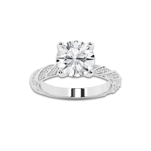 4.42 ctw Round Lab-Grown Diamond Twisted Band Engagement Ring in Platinum for Women | Colorless D, VVS1 Clarity, IGI Certified 4.00 ct Center Diamond