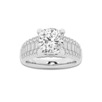 4 1/4 ctw Cushion Lab Grown Diamond Side Stone Engagement Ring Platinum, D, VVS | 3 ct Center