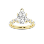 3.48 ctw Pear Lab-Grown Diamond Marquise Side Stone Engagement Ring in 14K Yellow Gold for Women | Colorless E, VS1 Clarity, IGI Certified 3.00 ct Center Diamond