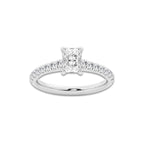 1.14 ctw Radiant Lab-Grown Diamond Pave Engagement Ring in 14K White Gold for Women | E Color, VS1 Clarity, IGI Certified 0.75 ct Center Diamond