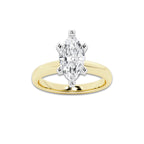 2.50 ctw Marquise Lab-Grown Diamond Minimalist Engagement Ring in 14K White Gold And Yellow Gold for Women | D Color, VVS1 Clarity, IGI Certified