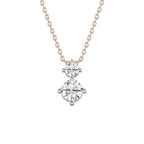 1 ctw Round Lab Grown Diamond Two Stone Pendant with Adjustable Chain 14K Rose Gold, DE, VS1 | 3/4 ct Center