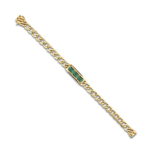 7x5 mm Emerald Cut Lab Grown Emerald Bracelet - 7 Inches 14K Yellow Gold