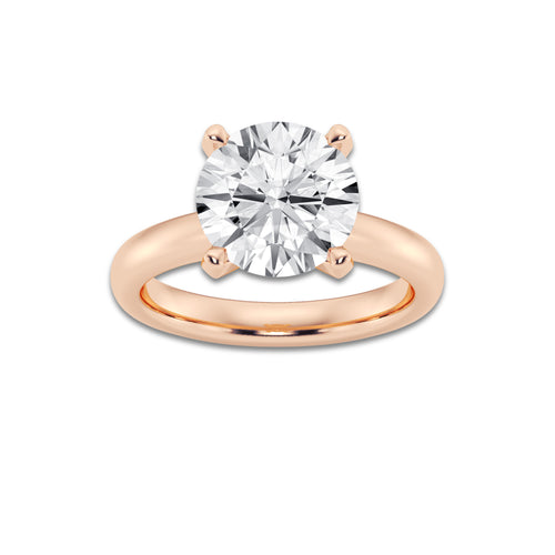 4.00 ctw Round Lab-Grown Diamond Minimalist Engagement Ring in 14K Rose Gold for Women | E Color, VS1 Clarity, IGI Certified