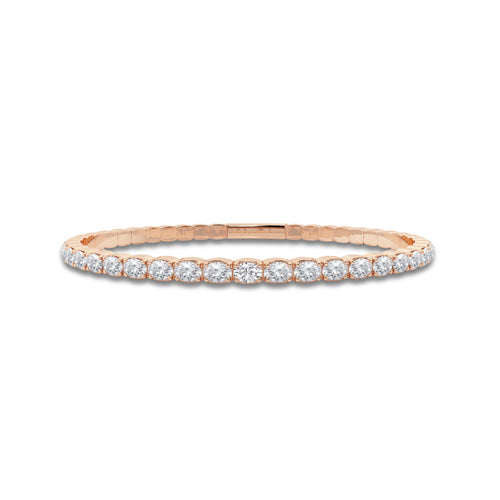 3 1/2 ctw Oval Lab Grown Diamond Flex Bangle Bracelet - 7 Inches 14K Rose Gold, DE, VS1