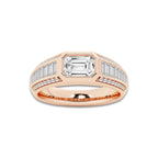 2 2/5 ctw Emerald Lab Grown Diamond with Graduated Baguette Side Stones Engagement Ring 14K Rose Gold, E, VS1 | IGI Certified, 1 1/2 ct Center
