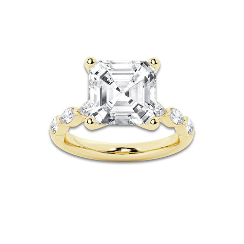 8.48 ctw Asscher Lab-Grown Diamond Marquise Side Stone Engagement Ring in 14K Yellow Gold for Women | Colorless D, VVS1 Clarity, IGI Certified 8.00 ct Center Diamond