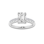 3.04 ctw Emerald Lab-Grown Diamond Side Stone Engagement Ring in 14K White Gold for Women | Colorless D, VVS1 Clarity, IGI Certified 2.50 Ct Center Diamond