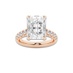 7.55 ctw Radiant Lab-Grown Diamond Pave Engagement Ring in 14K Rose Gold for Women | E Color, VS1 Clarity, IGI Certified 7.00 ct Center Diamond