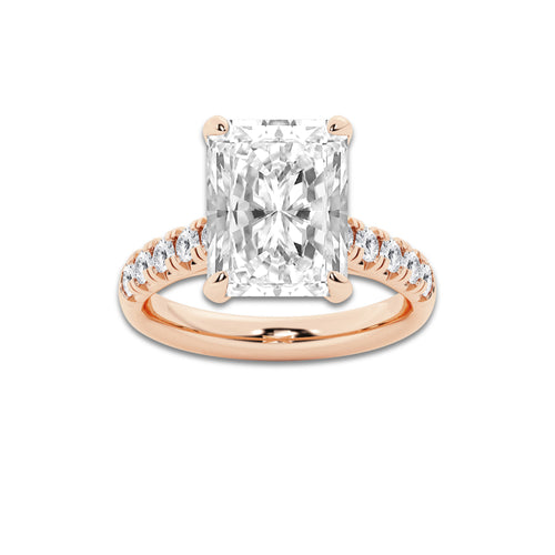 7.55 ctw Radiant Lab-Grown Diamond Pave Engagement Ring in 14K Rose Gold for Women | E Color, VS1 Clarity, IGI Certified 7.00 ct Center Diamond